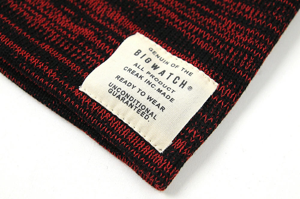 リバーシブルBIGWATCH MIXレッド ブラック 赤 黒 ニットキャップ 定番 ルーズ ワッチキャップ ニット帽子 P-16 春 秋 冬/ビッグワッチ