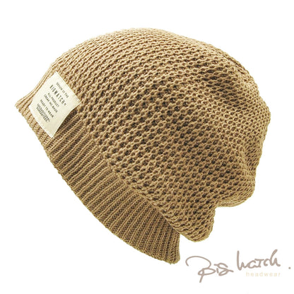 ローゲージ サマーニット キャップ ルーズ ニット帽 ライトブラウン 帽子 P-22 BIGWATCH