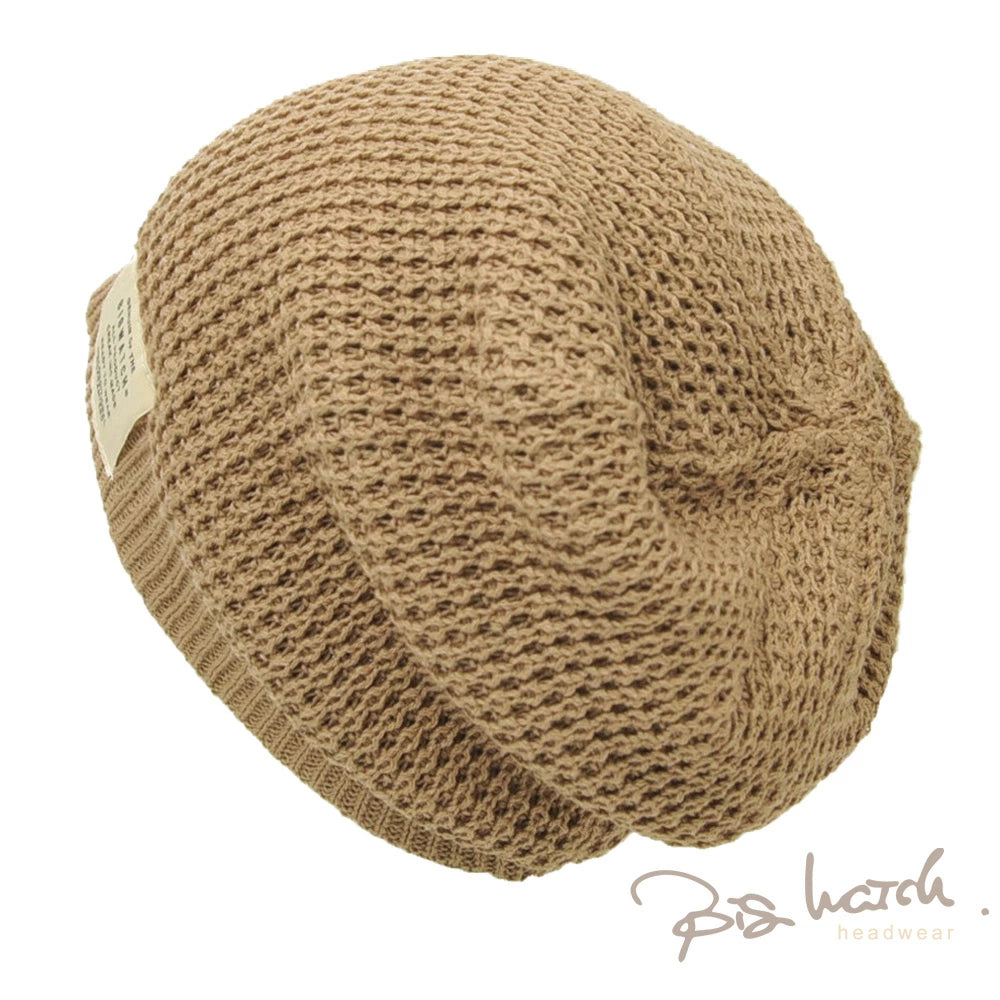 ローゲージ サマーニット キャップ ルーズ ニット帽 ライトブラウン 帽子 P-22 BIGWATCH