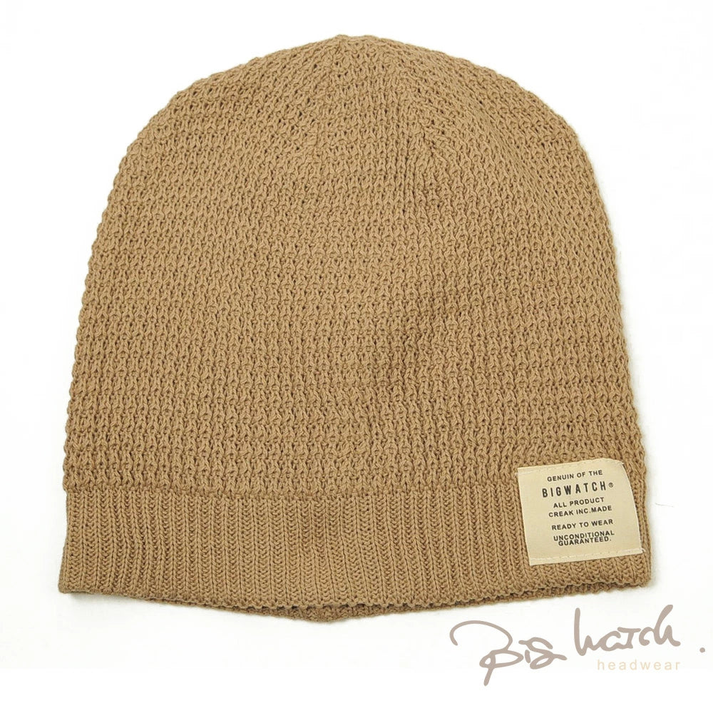 ローゲージ サマーニット キャップ ルーズ ニット帽 ライトブラウン 帽子 P-22 BIGWATCH
