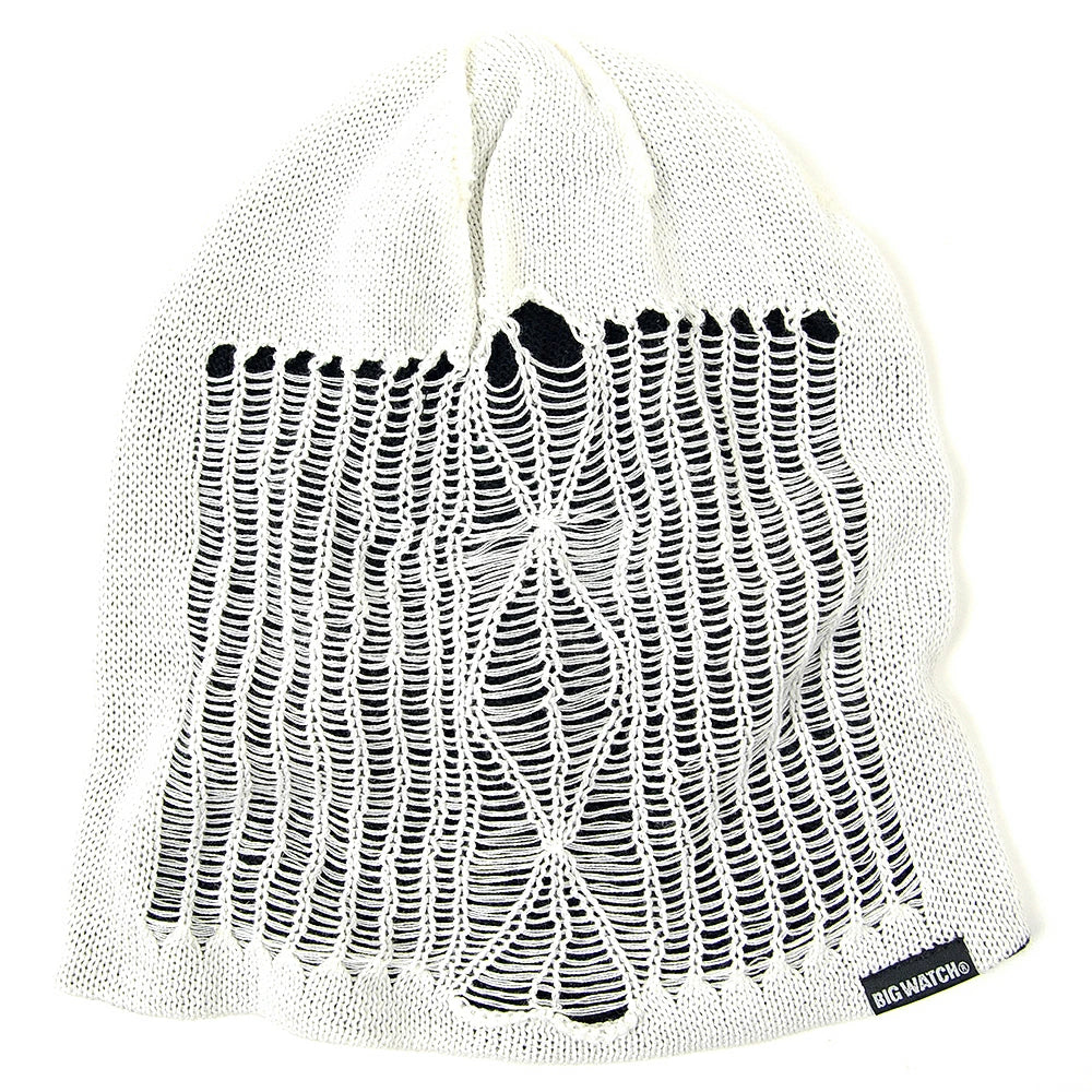 スパイダークラッシュ BIGWATCH ビッグワッチ 正規品 ホワイト ブラックニットキャップ ダメージ ルーズ ワッチキャップ RB-02 春 秋 冬