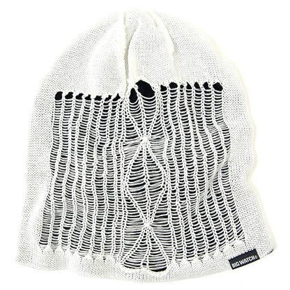 スパイダークラッシュ BIGWATCH ビッグワッチ 正規品 ホワイト ブラックニットキャップ ダメージ ルーズ ワッチキャップ RB-02 春 秋 冬