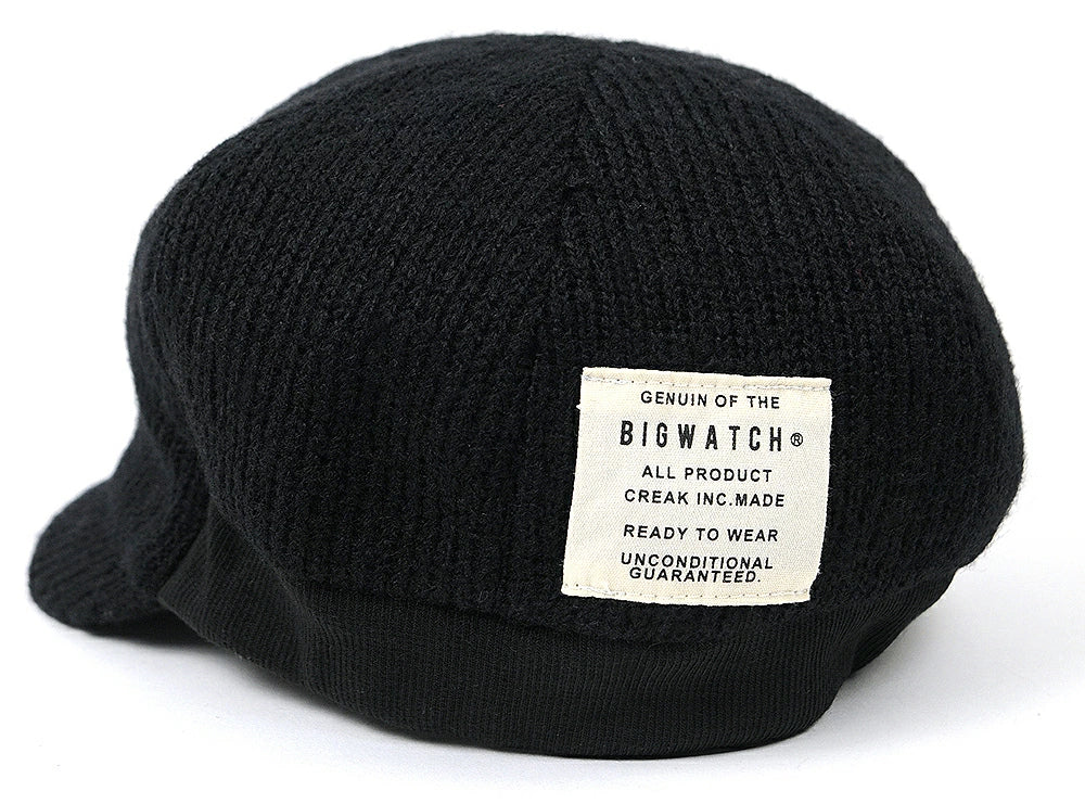 ローキャップ リブニットキャップ BIGWATCH 黒 ブラック アンパイアキャップ ビッグサイズ ビッグワッチ ニット つば 短い RCP-04 春 秋 冬