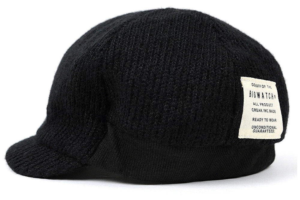 ローキャップ リブニットキャップ BIGWATCH 黒 ブラック アンパイアキャップ ビッグサイズ ビッグワッチ ニット つば 短い RCP-04 春 秋 冬