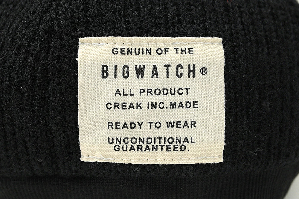 ローキャップ リブニットキャップ BIGWATCH 黒 ブラック アンパイアキャップ ビッグサイズ ビッグワッチ ニット つば 短い RCP-04 春 秋 冬