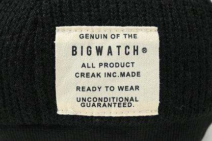 ローキャップ リブニットキャップ BIGWATCH 黒 ブラック アンパイアキャップ ビッグサイズ ビッグワッチ ニット つば 短い RCP-04 春 秋 冬