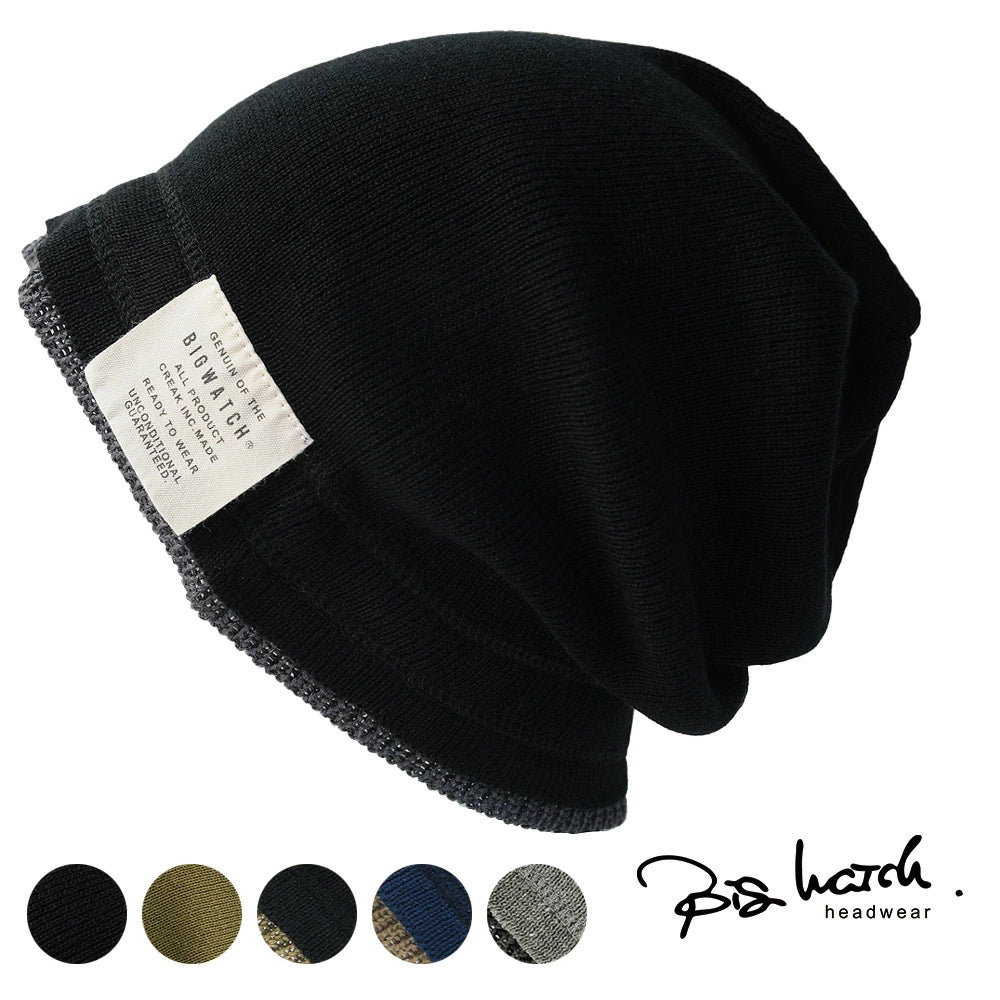 レイヤード BIGWATCH ビッグワッチ 正規品 ブラック（黒）グレー ニット帽 ニットキャップ ニット帽子 RY-01 春 秋 冬