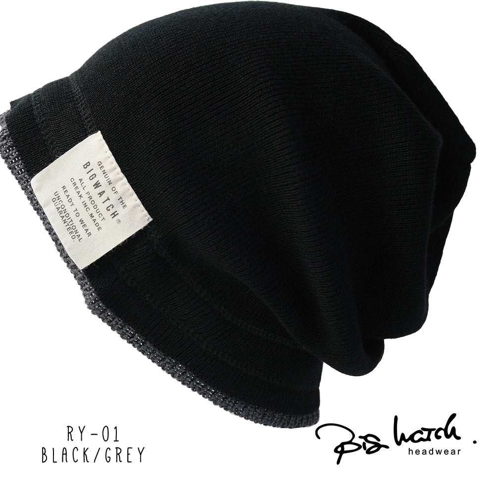 レイヤード BIGWATCH ビッグワッチ 正規品 ブラック（黒）グレー ニット帽 ニットキャップ ニット帽子 RY-01 春 秋 冬