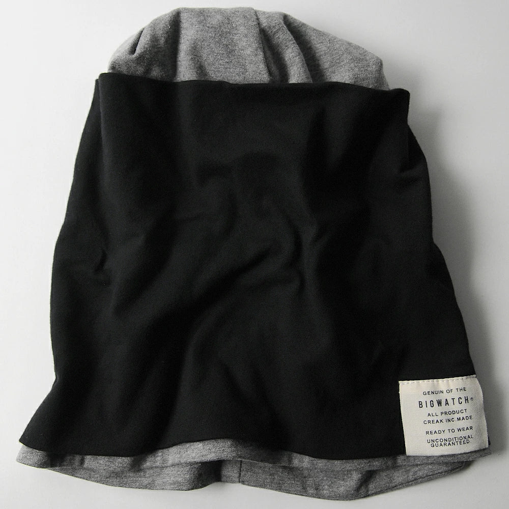 レイヤード ストレッチコットンBIGWATCH ブラック MIXグレー ニット帽 ニットキャップ RY-03 春 秋 冬/ビッグワッチ