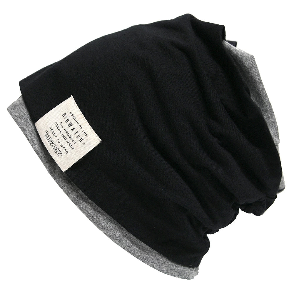 レイヤード ストレッチコットンBIGWATCH ブラック MIXグレー ニット帽 ニットキャップ RY-03 春 秋 冬/ビッグワッチ