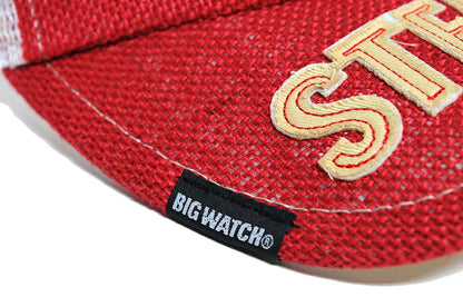 ヘンプサンバイザー BIGWATCH レッド ホワイト ビッグワッチ サンバイザー 帽子 SBH-03 春 夏 秋 日よけ