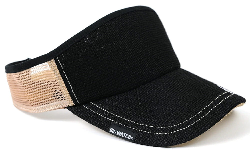 ヘンプサンバイザー刺繍BIGWATCH ブラック ベージュ ビッグワッチ サンバイザー SBH-04 春 夏 秋 UVケア