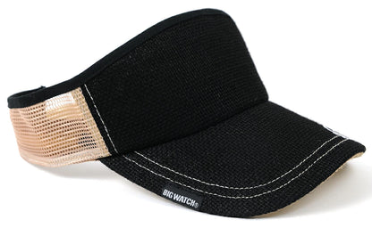 ヘンプサンバイザー刺繍BIGWATCH ブラック ベージュ ビッグワッチ サンバイザー SBH-04 春 夏 秋 UVケア