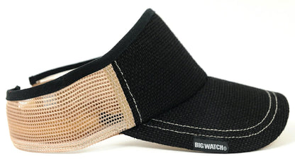 ヘンプサンバイザー刺繍BIGWATCH ブラック ベージュ ビッグワッチ サンバイザー SBH-04 春 夏 秋 UVケア