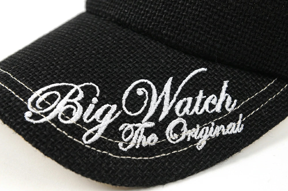ヘンプサンバイザー刺繍BIGWATCH ブラック ベージュ ビッグワッチ サンバイザー SBH-04 春 夏 秋 UVケア