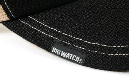 ヘンプサンバイザー刺繍BIGWATCH ブラック ベージュ ビッグワッチ サンバイザー SBH-04 春 夏 秋 UVケア