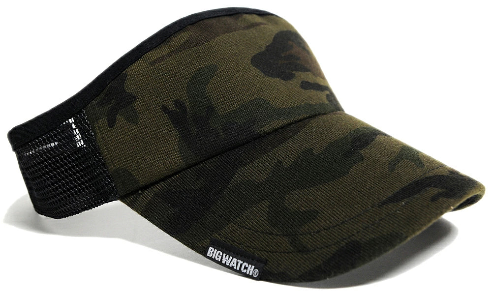 カモ柄サンバイザーBIGWATCH正規品 グリーンカモ 迷彩 迷彩柄 カモフラ柄 カモフラージュカラー ビッグワッチ サンバイザー 帽子 ビッグサイズ SBH-05 春 夏 秋 UVケア