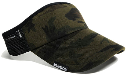 カモ柄サンバイザーBIGWATCH正規品 グリーンカモ 迷彩 迷彩柄 カモフラ柄 カモフラージュカラー ビッグワッチ サンバイザー 帽子 ビッグサイズ SBH-05 春 夏 秋 UVケア