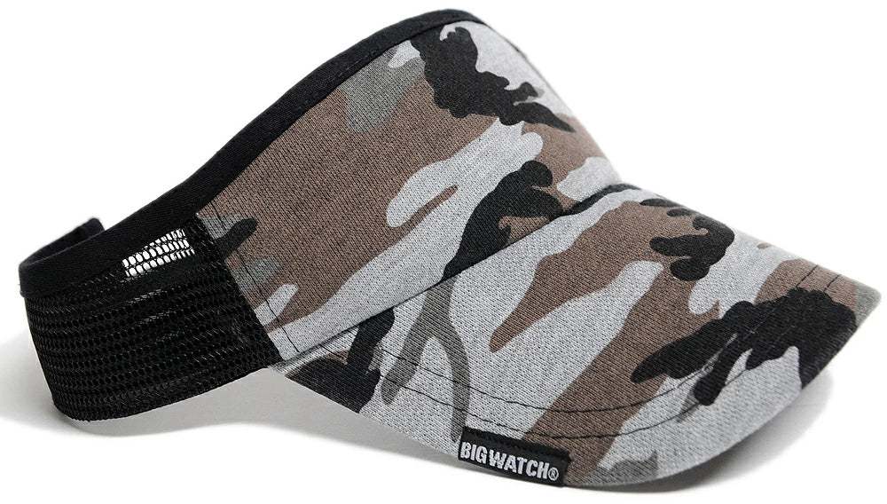 カモ柄サンバイザー BIGWATCH正規品 グレーカモ 迷彩 迷彩柄 カモフラージュ柄 ビッグワッチ SBH-06 春 夏 秋 日よけ ランニング
