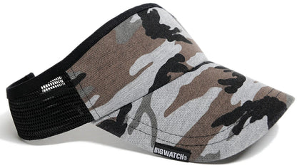カモ柄サンバイザー BIGWATCH正規品 グレーカモ 迷彩 迷彩柄 カモフラージュ柄 ビッグワッチ SBH-06 春 夏 秋 日よけ ランニング