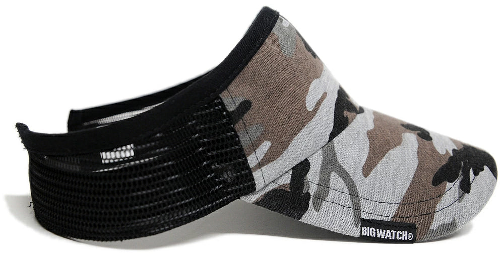 カモ柄サンバイザー BIGWATCH正規品 グレーカモ 迷彩 迷彩柄 カモフラージュ柄 ビッグワッチ SBH-06 春 夏 秋 日よけ ランニング
