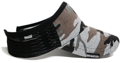 カモ柄サンバイザー BIGWATCH正規品 グレーカモ 迷彩 迷彩柄 カモフラージュ柄 ビッグワッチ SBH-06 春 夏 秋 日よけ ランニング