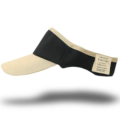 無地 ラウンド コットン サンバイザー ビッグワッチ BIGWATCH ブラック/ベージュ 黒 コットン100% バイカラー ツートン 帽子 ゴルフ スポーツ SBH-12R 春 夏 秋 UVケア