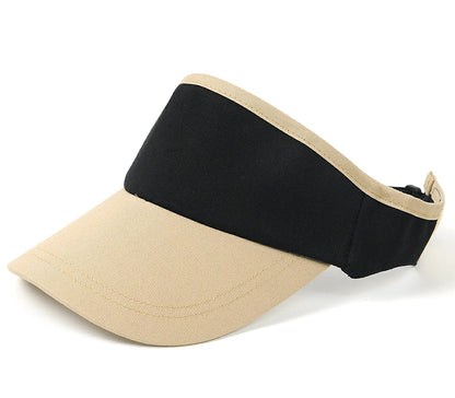 無地 ラウンド コットン サンバイザー ビッグワッチ BIGWATCH ブラック/ベージュ 黒 コットン100% バイカラー ツートン 帽子 ゴルフ スポーツ SBH-12R 春 夏 秋 UVケア