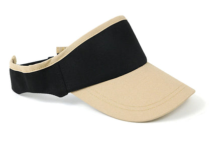 無地 ラウンド コットン サンバイザー ビッグワッチ BIGWATCH ブラック/ベージュ 黒 コットン100% バイカラー ツートン 帽子 ゴルフ スポーツ SBH-12R 春 夏 秋 UVケア