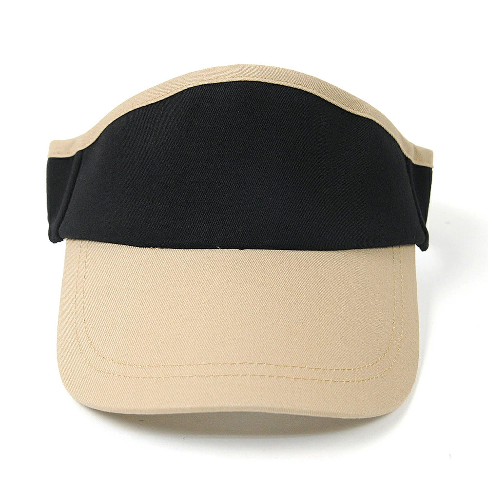 無地 ラウンド コットン サンバイザー ビッグワッチ BIGWATCH ブラック/ベージュ 黒 コットン100% バイカラー ツートン 帽子 ゴルフ スポーツ SBH-12R 春 夏 秋 UVケア