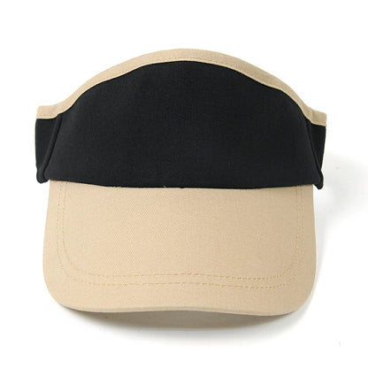 無地 ラウンド コットン サンバイザー ビッグワッチ BIGWATCH ブラック/ベージュ 黒 コットン100% バイカラー ツートン 帽子 ゴルフ スポーツ SBH-12R 春 夏 秋 UVケア