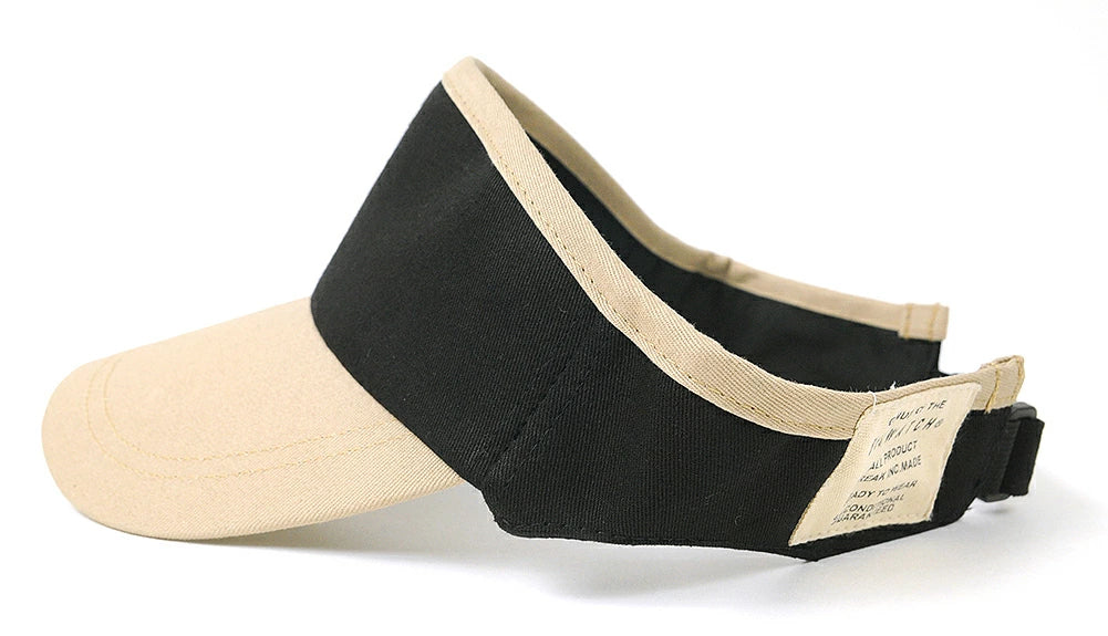 無地 ラウンド コットン サンバイザー ビッグワッチ BIGWATCH ブラック/ベージュ 黒 コットン100% バイカラー ツートン 帽子 ゴルフ スポーツ SBH-12R 春 夏 秋 UVケア