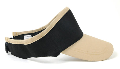 無地 ラウンド コットン サンバイザー ビッグワッチ BIGWATCH ブラック/ベージュ 黒 コットン100% バイカラー ツートン 帽子 ゴルフ スポーツ SBH-12R 春 夏 秋 UVケア