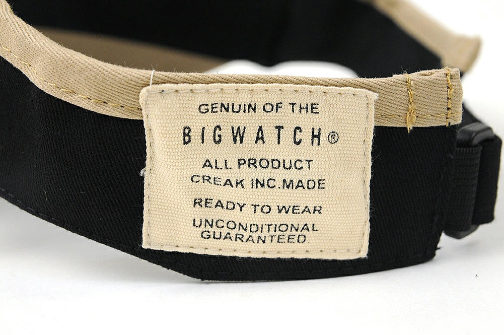 無地 ラウンド コットン サンバイザー ビッグワッチ BIGWATCH ブラック/ベージュ 黒 コットン100% バイカラー ツートン 帽子 ゴルフ スポーツ SBH-12R 春 夏 秋 UVケア