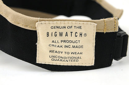 無地 ラウンド コットン サンバイザー ビッグワッチ BIGWATCH ブラック/ベージュ 黒 コットン100% バイカラー ツートン 帽子 ゴルフ スポーツ SBH-12R 春 夏 秋 UVケア