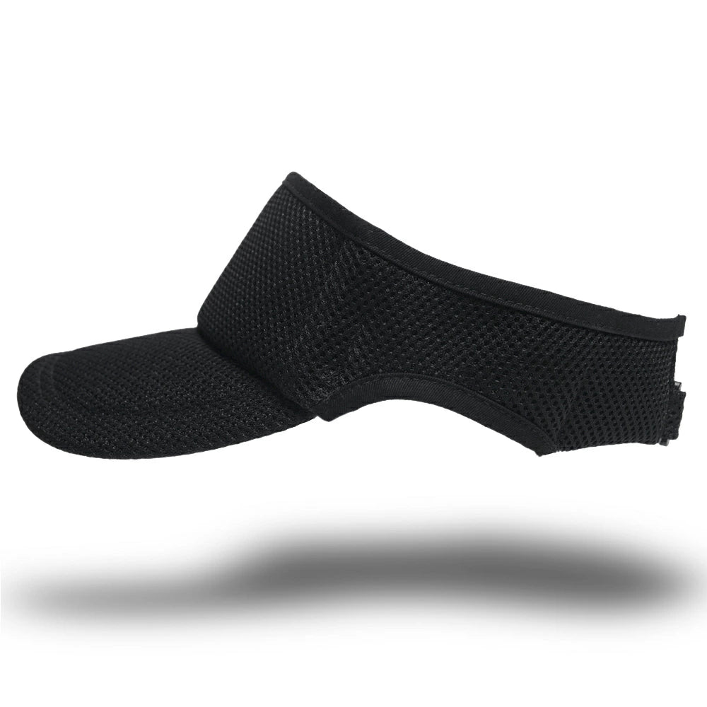 無地 ラウンド メッシュ サンバイザー ビッグワッチ BIGWATCH オールブラック 黒 帽子 スポーツ ダメージ加工無し SBMG-01R 春 夏 秋 UVケア