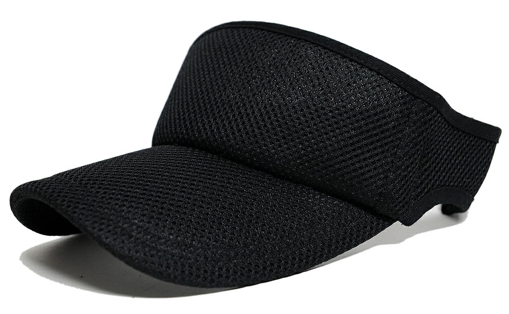 無地 ラウンド メッシュ サンバイザー ビッグワッチ BIGWATCH オールブラック 黒 帽子 スポーツ ダメージ加工無し SBMG-01R 春 夏 秋 UVケア