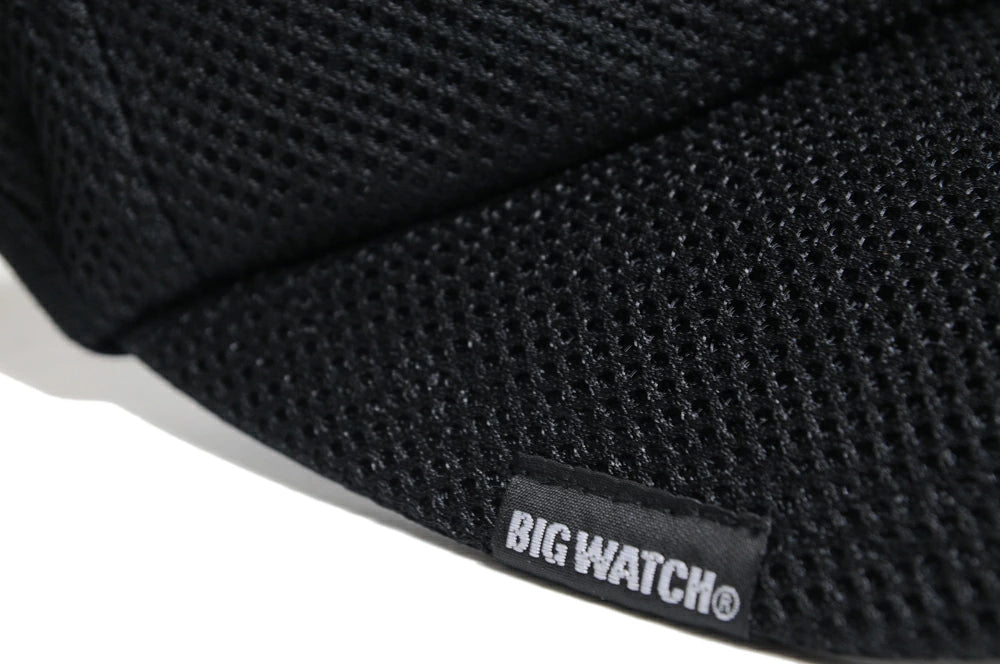 無地 ラウンド メッシュ サンバイザー ビッグワッチ BIGWATCH オールブラック 黒 帽子 スポーツ ダメージ加工無し SBMG-01R 春 夏 秋 UVケア