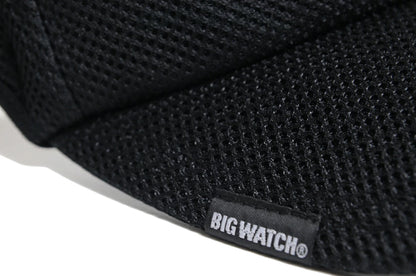 無地 ラウンド メッシュ サンバイザー ビッグワッチ BIGWATCH オールブラック 黒 帽子 スポーツ ダメージ加工無し SBMG-01R 春 夏 秋 UVケア