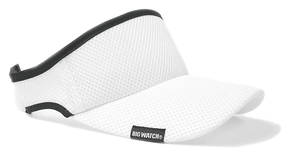 無地 ラウンド メッシュ サンバイザー ビッグワッチ BIGWATCH ホワイト 白 帽子 スポーツ ダメージ加工無し SBMG-03R 春 夏 秋 UVケア