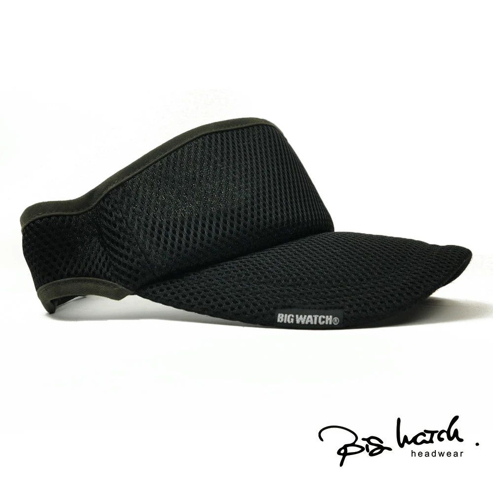 無地 ラウンド メッシュ サンバイザー ビッグワッチ BIGWATCH ブラック 黒 帽子 スポーツ SBMG-05R 春 夏 秋 UVケア