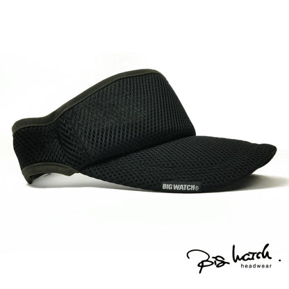 無地 ラウンド メッシュ サンバイザー ビッグワッチ BIGWATCH ブラック 黒 帽子 スポーツ SBMG-05R 春 夏 秋 UVケア
