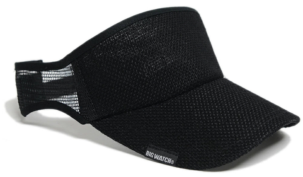 無地 ラウンド ヘンプ サンバイザー ビッグワッチ BIGWATCH オールブラック 黒 帽子 ダメージ加工無し SBMH-01R 春 夏 秋 UVケア