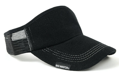 無地 ヘンプMIX サンバイザー ビッグワッチ BIGWATCH ブラック 黒 帽子 ダメージ加工無し SBMH-02 春 夏 秋 UVケア