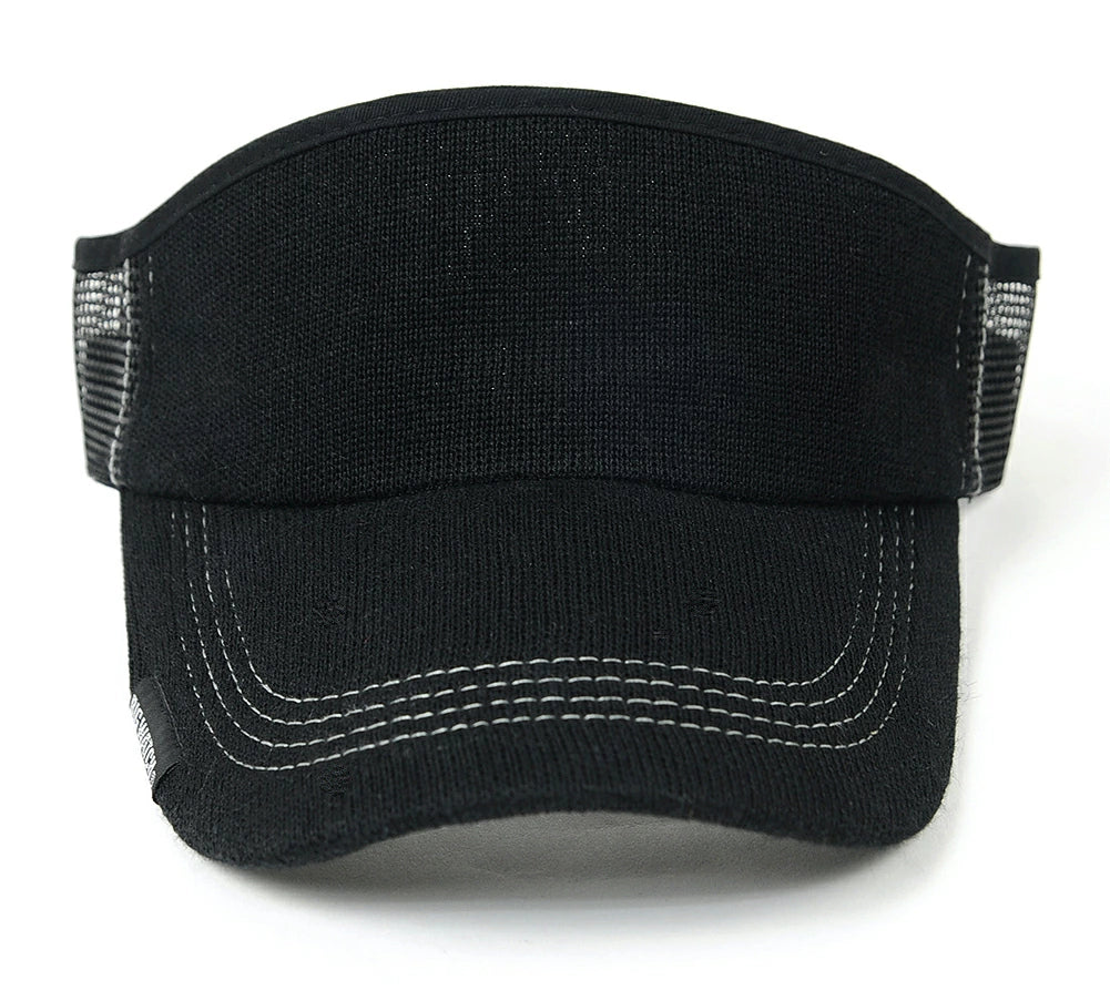 無地 ヘンプMIX サンバイザー ビッグワッチ BIGWATCH ブラック 黒 帽子 ダメージ加工無し SBMH-02 春 夏 秋 UVケア