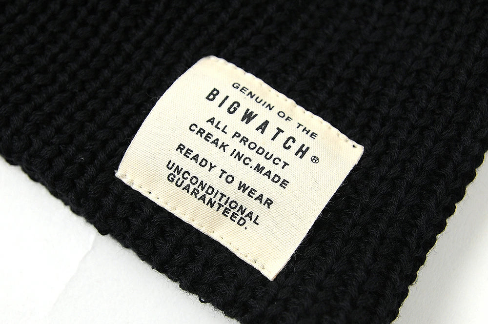 ラージスケール BIGWATCH ビッグワッチ 正規品 ブラック 黒 ニットキャップ ロック系 ルーズ ニットワッチ ニット帽子 サイズ ST-03 春 秋 冬