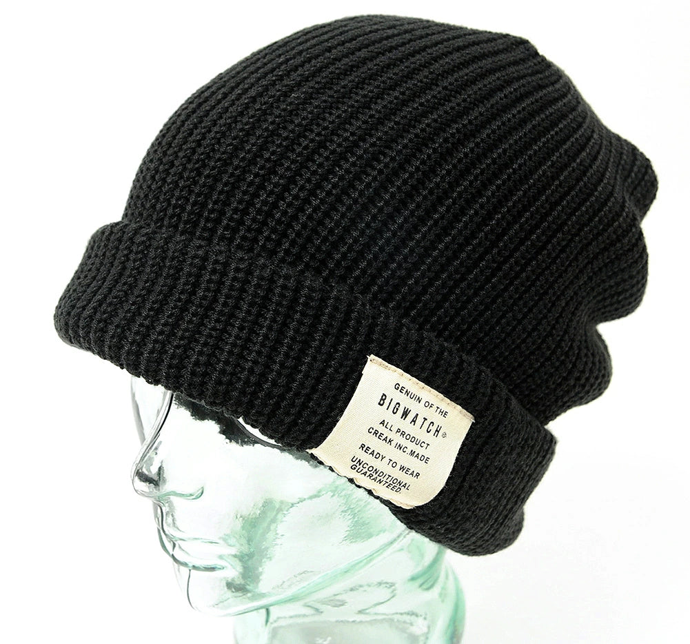 ショート ラージスケール ビッグワッチ BIGWATCH正規品 ブラック 黒 ST-05 ローゲージ ニットキャップ ルーズ ニットワッチ ニット帽 折り返し