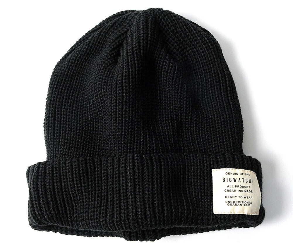 ショート ラージスケール ビッグワッチ BIGWATCH正規品 ブラック 黒 ST-05 ローゲージ ニットキャップ ルーズ ニットワッチ ニット帽 折り返し