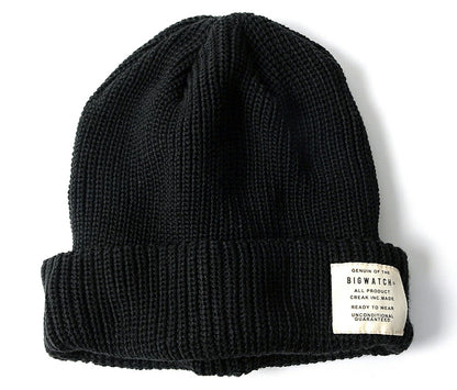 ショート ラージスケール ビッグワッチ BIGWATCH正規品 ブラック 黒 ST-05 ローゲージ ニットキャップ ルーズ ニットワッチ ニット帽 折り返し
