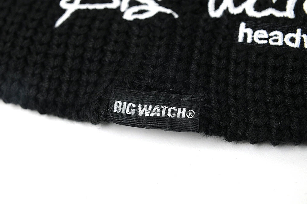 刺繍 ラージスケール BIGWATCH ビッグワッチ 正規品 ブラック 黒 ニットキャップ ルーズ ニットワッチ ニット帽子 サイズ ST-06 春 秋 冬